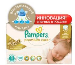 Памперс подгузники Premium Care (1) 2-5кг newborn 108шт