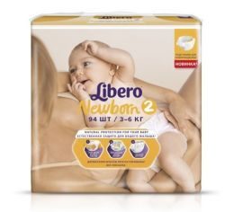 Либеро подгузники Newborn мега плюс мини 3-6кг 94шт