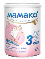 Мамако-3 молочко детское с бифидобактериями на основе козьего молока с 1 года 400г