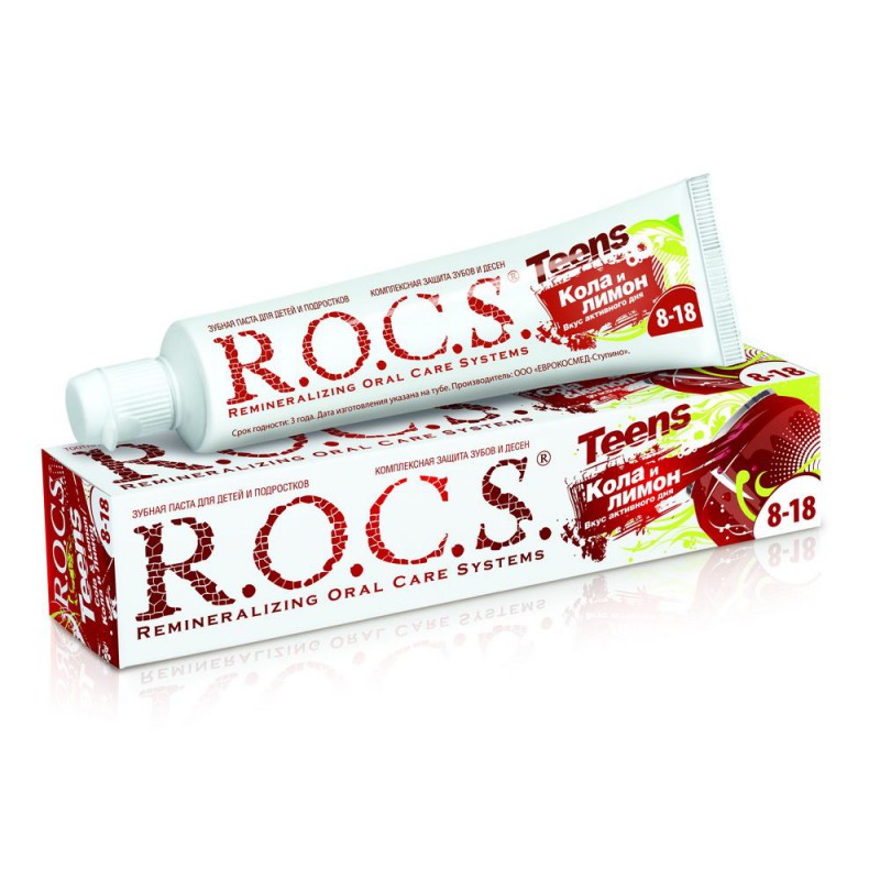 Зубная паста R.O.C.S. Teens вкус активного дня кола и лимон 74 гр