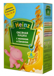 Хайнц кашка овсяная с бананом и молоком 250г
