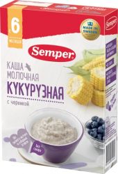 Сэмпер каша молочная кукурузная с черникой с 6 мес 200г