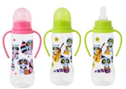 Мир детства бутылочка пластиковая эргономичная с ручками Енотики 250мл 6+