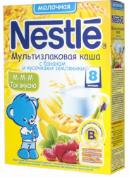 Нестле каша молочная мультизлаковая с бананом и кусочками земляники с 8 мес 250г