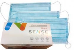 Маска медицинская защитная трехслойная 1шт
