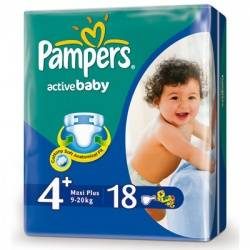 Памперс подгузники Active Baby (4+) 9-16кг maxi plus 18шт