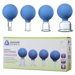 Альпина банки вакуумные полимерно-стеклянные набор косметический 4шт