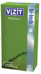 Визит презервативы hi-tech Pleasure с кольцами и пупырышками 12шт