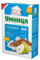 Умница каша молочная гречневая с грушей с 4 мес 200г
