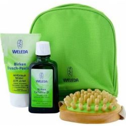 Веледа набор антицеллюлитный Идеальная пара (березовое масло + пилинг + массажная щетка + косметичка)