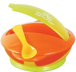 Мир детства тарелочка-контейнер нескользящая с ложкой 4мес+