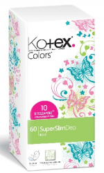 Котекс прокладки ежедневные colors super slim deo 50+10шт