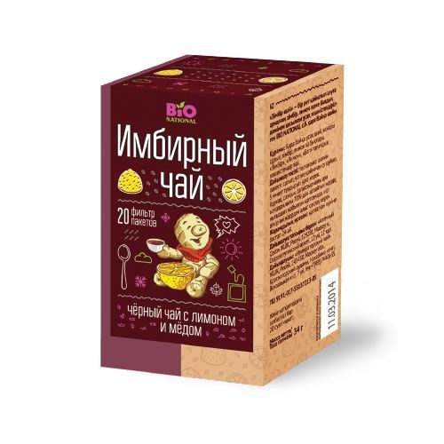 Чай Bionational Имбирный Чёрный С Мёдом И Лимоном Пак. 1
