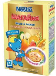 Нестле каша молочная пять злаков с фруктами и клубникой с 12 мес 200г