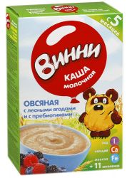 Винни каша молочная овсяная с лесными ягодами и пребиотиками с 5 мес 220г