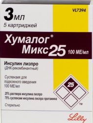 Хумалог Микс 25 суспензия 100МЕ/мл 3мл №5 картриджи