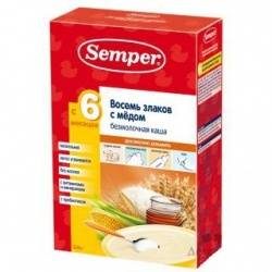 Сэмпер био каша 8 злаков с медом безмолочная с 6 мес 200г