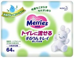 Мерриес салфетки влажные Flushable 3 мес+ 64шт сменный блок