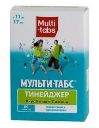Мульти-табс Тинейджер витамины вкус кола-лайм №60 таблетки жевательные