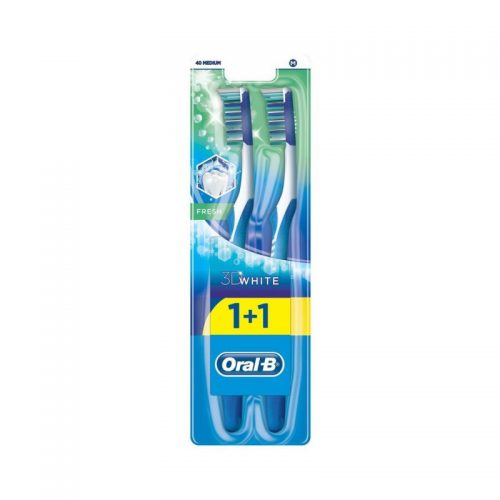 Зубная щетка Oral-B 3d white свежесть 40 средняя 1+1шт бесплатно
