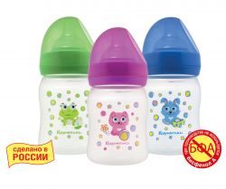 Курносики бутылочка ПП с широким горлом и силиконовой соской Мои первые друзья 150мл