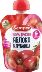 Сэмпер пюре яблоко и клубника с 6 мес 90г