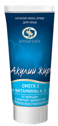 Акулий жир крем для лица ночной лифтинг Омега-3 и витамины  А