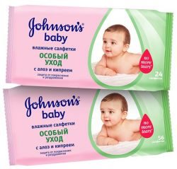 Джонсонс беби салфетки особый уход с алоэ и кипреем 56шт