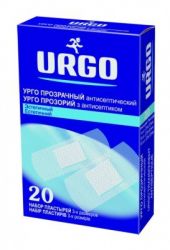 Урго лейкопластырь прозрачный антисептический №20 набор