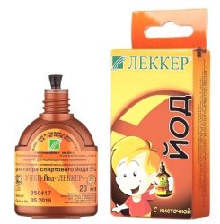 Леккер йод 5% 20мл спиртовой раствор (с кисточкой)
