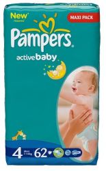 Памперс подгузники Active Baby (4) 7-14кг maxi 62шт