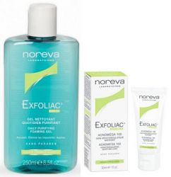 Норева ЭКСФОЛИАК набор мягкий очищающий гель 250мл + крем акномега 100 30мл