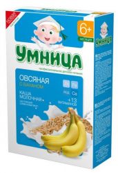 Умница каша молочная овсяная с бананом с 6 мес 200г