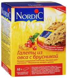 Нордик галеты из овса с брусникой 300г (10шт по 30г)