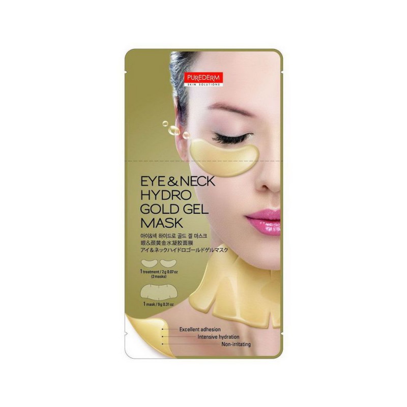 Purederm 2 В 1: Гидрогел.Маска Д/Обл. Глаз 2Г И Гидрог.Маска Шеи С Золот.9Г