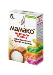 Мамако каша пшеничная с грушей и бананом на козьем молоке с 6 мес 200г