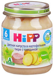 Хипп пюре цветная капуста в картофельном пюре с говядиной с 6 мес 125г