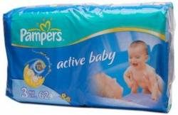 Памперс подгузники Active Baby (3) 4-9кг midi 62шт