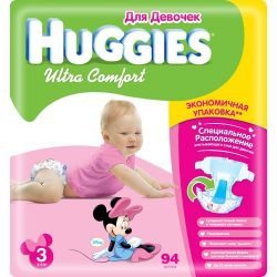 Хаггис подгузники Ultra Comfort (3) 5-9кг для девочек 94шт