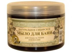 Травы и сборы Агафьи мыло натуральное сибирское черное для бани банка 500мл