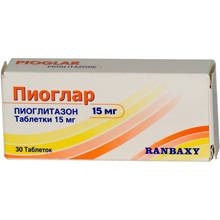 Пиоглар 15мг №30 таблетки