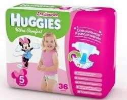 Хаггис подгузники Ultra Comfort (5) 12-22кг для девочек 36шт