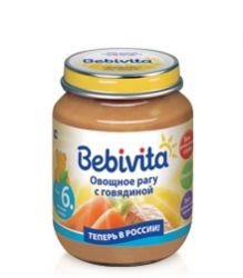 Бебивита пюре овощное рагу с говядиной с 6 мес 100г