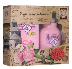 Ле Пти Марселье гель для душа малина и пион 300мл + жидкое мыло малина и пион 300мл