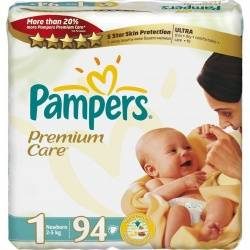 Памперс подгузники Premium Care (1) 2-5кг newborn 94шт