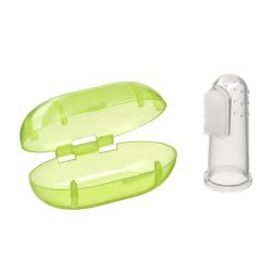 Хэппи беби/Happy baby щетка зубная на палец в пенале лайм