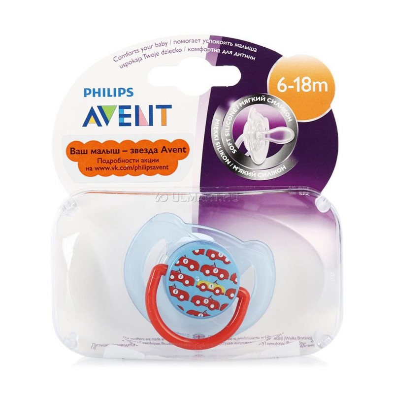 Соска-пустышка силиконовая SCF172/14 Avent Дизайн мальч. 6-18 мес. 1шт
