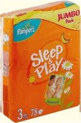Памперс подгузники Sleep&Play (3) 4-9кг midi 78шт