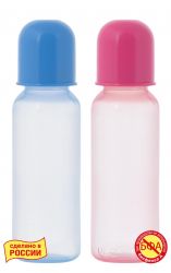 Курносики бутылочка пластиковая цветная с силиконовой соской 250мл 0+