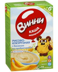 Винни каша молочная рисово-кукурузная с бананом и пребиотиками с 5 мес 220г